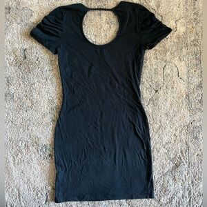 black bodycon tight fitted midi dress